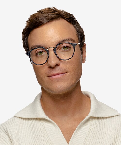 Phoebe Blue Floral AcetateEyeglass Frames for Men from EyeBuyDirect