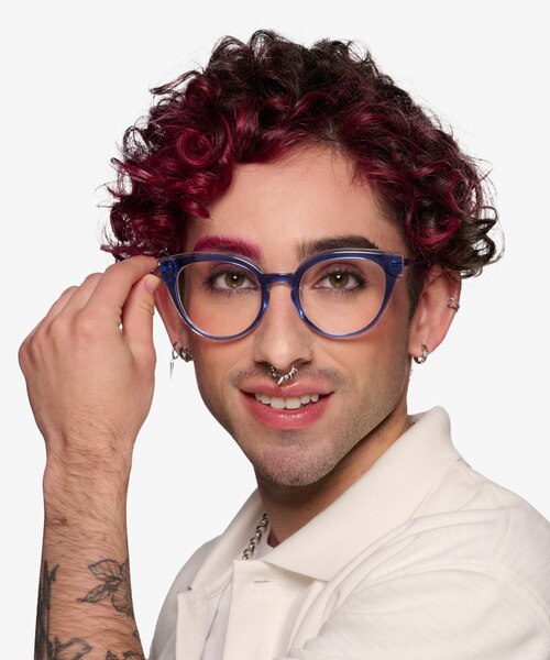 Swerve Clear Blue AcetateEyeglass Frames for Men from EyeBuyDirect