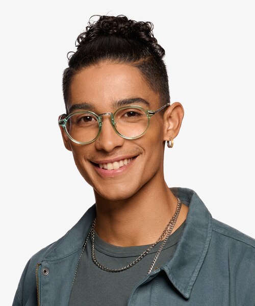 Yates Clear Green AcetateEyeglass Frames for Men from EyeBuyDirect