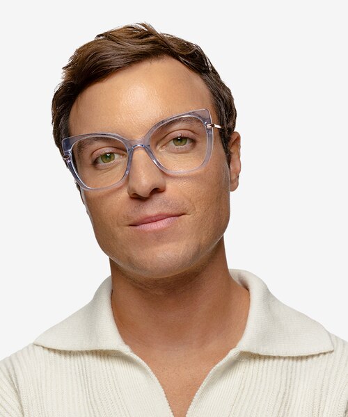 Delancey Clear Blue Purple AcetateEyeglass Frames for Men from EyeBuyDirect