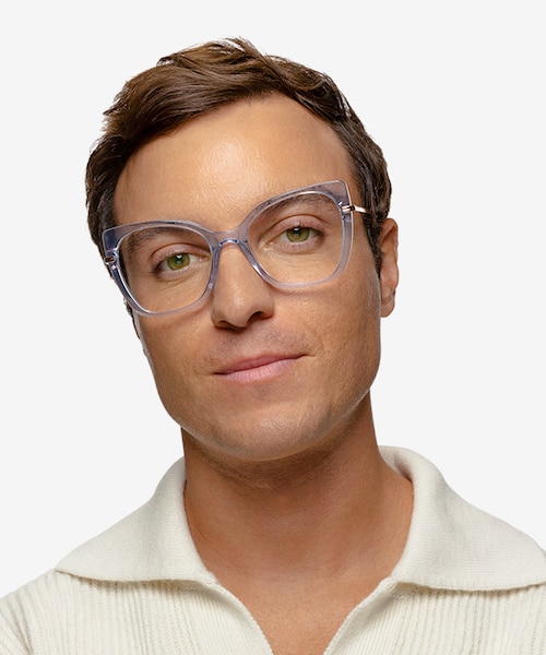 Delancey Clear Blue Purple AcetateEyeglass Frames for Men from EyeBuyDirect