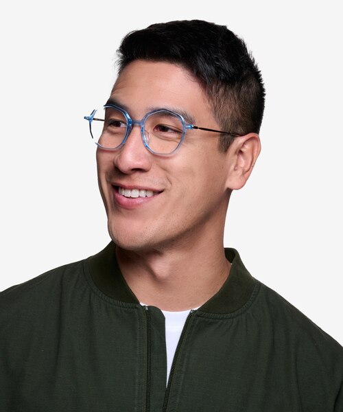 Carmelo Clear Blue AcetateEyeglass Frames for Men from EyeBuyDirect