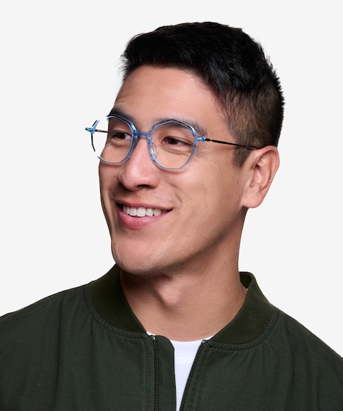 Carmelo Clear Blue AcetateEyeglass Frames for Men from EyeBuyDirect