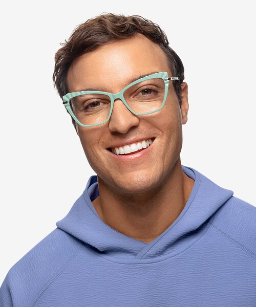 Choir Green Silver AcetateEyeglass Frames for Men from EyeBuyDirect