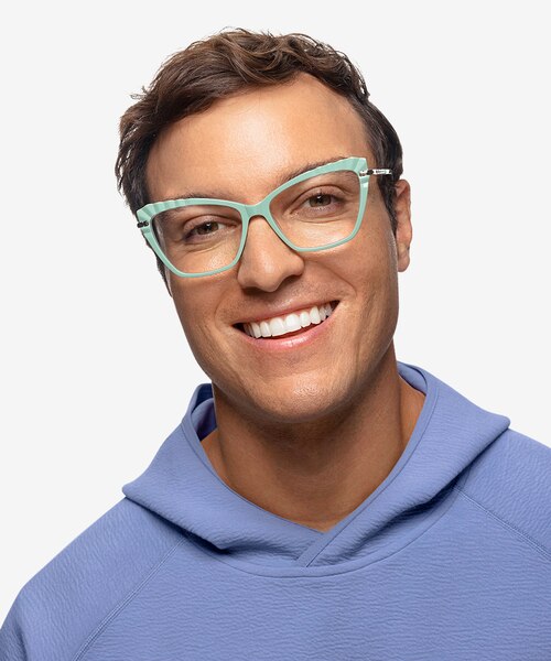 Choir Green Silver AcetateEyeglass Frames for Men from EyeBuyDirect