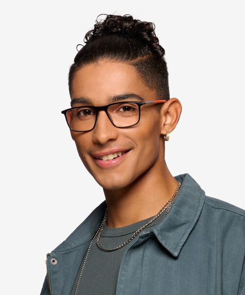 Trade Black Gunmetal Orange AcetateEyeglass Frames for Men from EyeBuyDirect