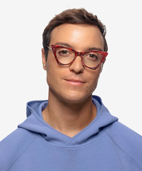 Bengal Red Floral AcetateEyeglass Frames for Men from EyeBuyDirect