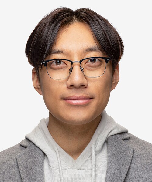 Charge Black Gunmetal MetalEyeglass Frames for Men from EyeBuyDirect