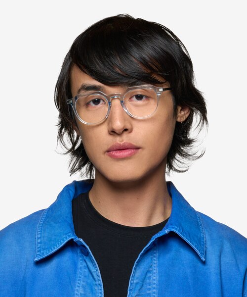 Chisle Clear Blue Silver AcetateEyeglass Frames for Men from EyeBuyDirect