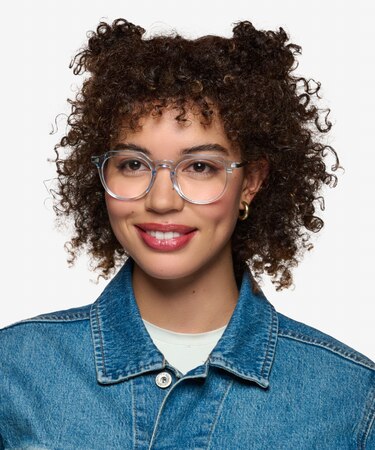 Clear Blue Silver Chisle -  Acetate Eyeglasses