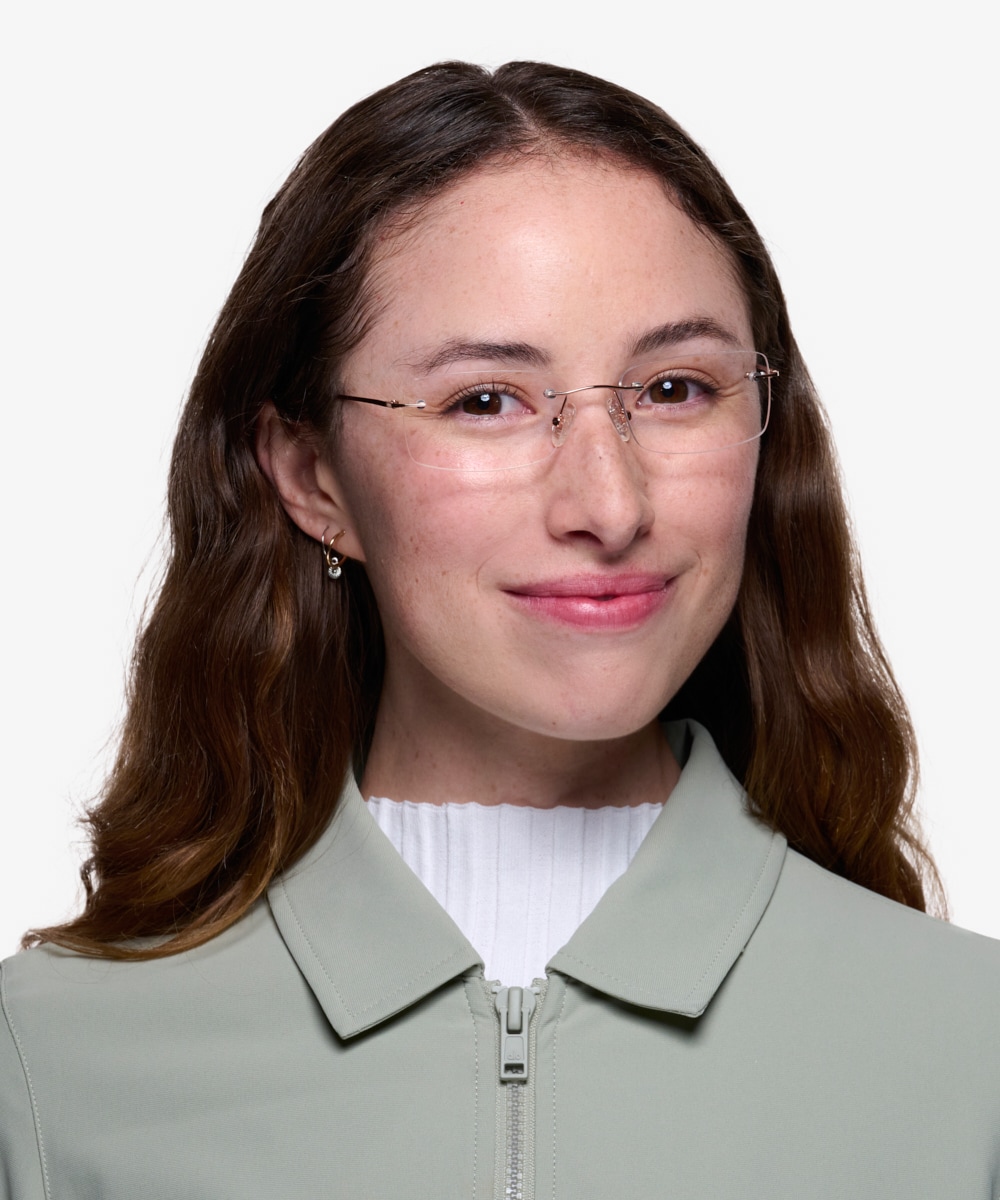 Woodrow Rectangle Golden Rimless Eyeglasses | Eyebuydirect Canada