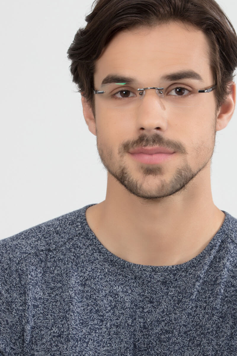 Whistle Rectangle Gunmetal Rimless Eyeglasses Eyebuydirect