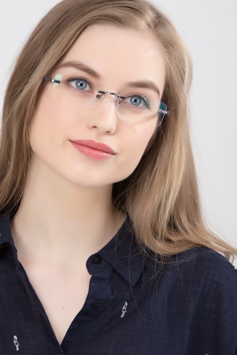 Whistle Rectangle Gunmetal Rimless Eyeglasses Eyebuydirect Canada