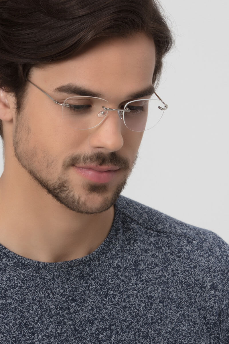 Potential Oval Silver Rimless Eyeglasses Eyebuydirect 9956