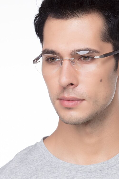 Fragment Silver Brown Wood-textureEyeglass Frames for Men from EyeBuyDirect