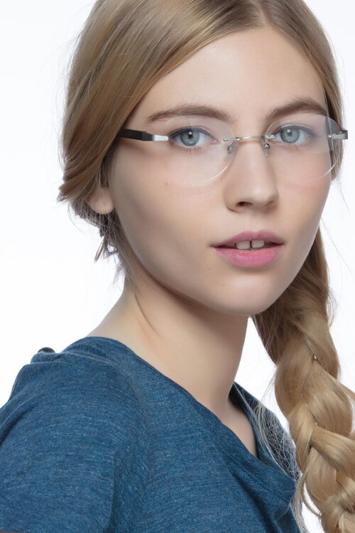 Fuse Matte Silver Wood-textureEyeglass Frames for Women from EyeBuyDirect