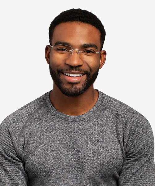 Simplicity Silver MetalEyeglass Frames for Men from EyeBuyDirect