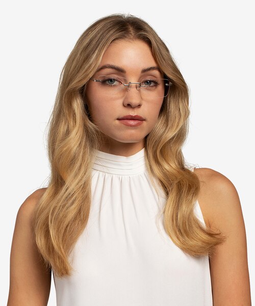 Simplicity Silver MetalEyeglass Frames for Women from EyeBuyDirect