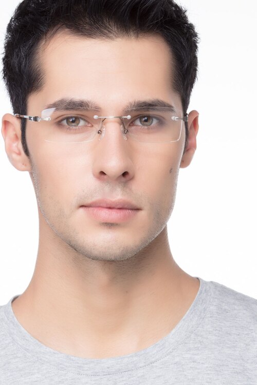 Pyramids Silver MetalEyeglass Frames for Men from EyeBuyDirect