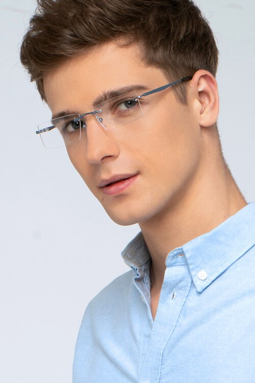Primo Bleu MétalMontures de lunettes de vue pour Hommes d'EyeBuyDirect
