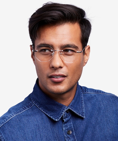 Generous Matte Silver MetalEyeglass Frames for Men from EyeBuyDirect