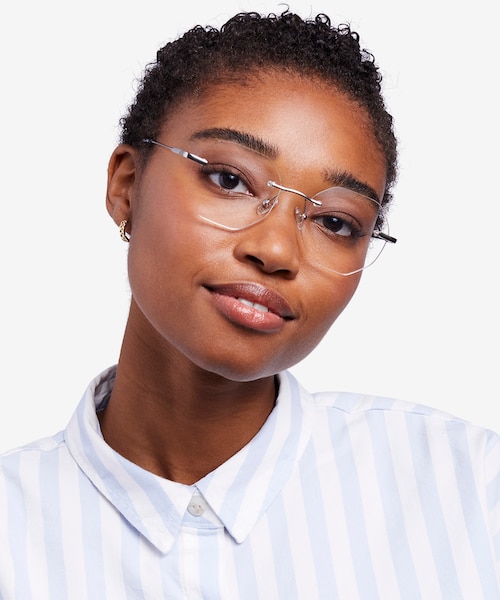 Generous Matte Silver MetalEyeglass Frames for Women from EyeBuyDirect