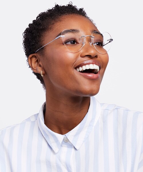 Spark Glitter Silver MetalEyeglass Frames for Women from EyeBuyDirect