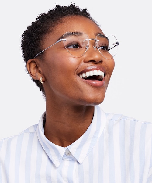 Spark Glitter Silver MetalEyeglass Frames for Women from EyeBuyDirect