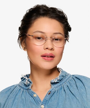 Shiny Rose Gold Poem -  Metal Eyeglasses
