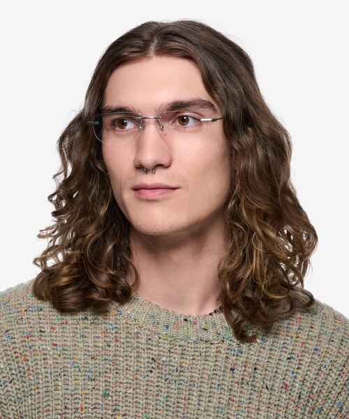 Phil Matte Silver MetalEyeglass Frames for Men from EyeBuyDirect