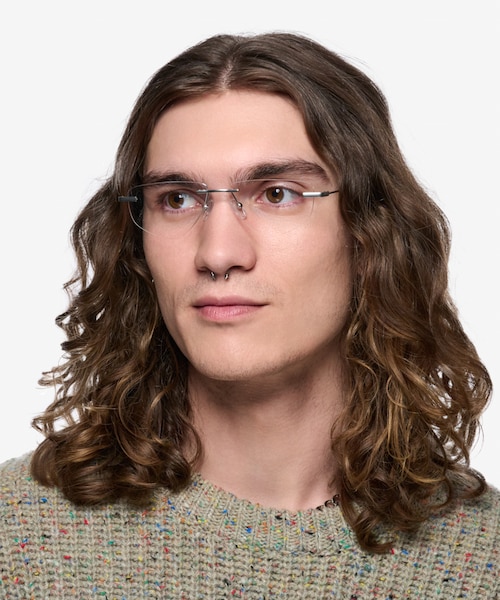 Phil Matte Silver MetalEyeglass Frames for Men from EyeBuyDirect