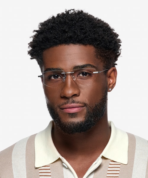Phil Matte Silver MetalEyeglass Frames for Women from EyeBuyDirect