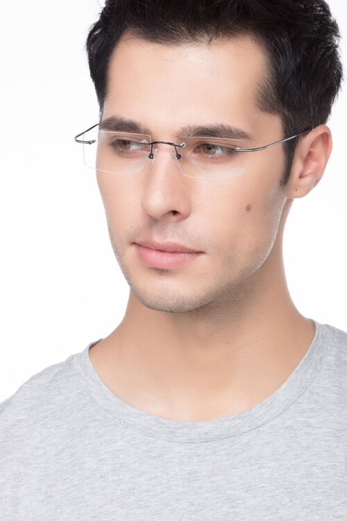 Divide Rectangle Black Rimless Eyeglasses | Eyebuydirect