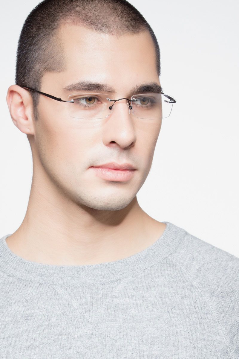 Diffuse Rectangle Black Rimless Eyeglasses Eyebuydirect 2365