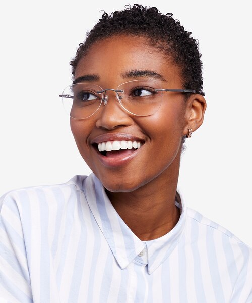 Smooth Dark Gunmetal TitaniumEyeglass Frames for Women from EyeBuyDirect