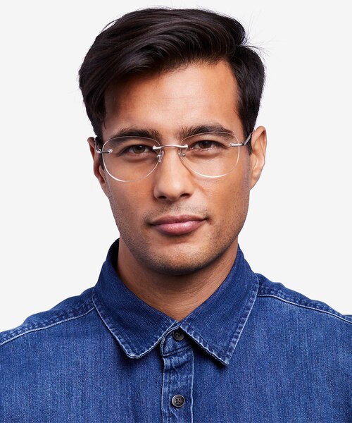 Smooth Silver TitaniumEyeglass Frames for Men from EyeBuyDirect