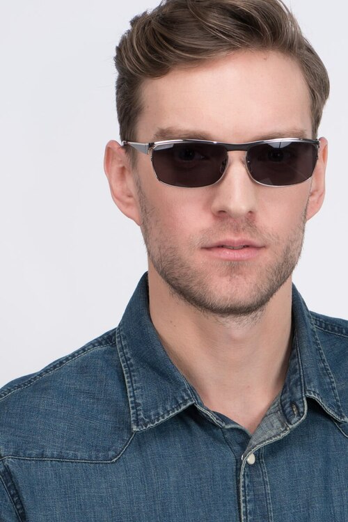 Brighton Silver & Black MétalSoleil de Lunette de vue pour Hommes d'EyeBuyDirect