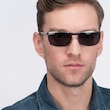 Brighton Silver & Black MetalSunglass Frames for Men from EyeBuyDirect