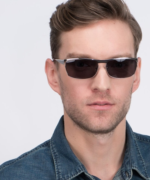 Brighton Silver & Black MetalSunglass Frames for Men from EyeBuyDirect