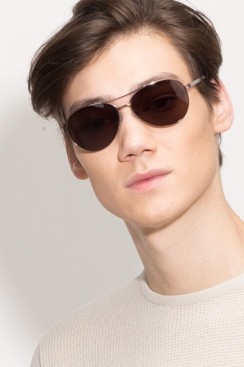 Everett Brown MetalSunglass Frames for Men from EyeBuyDirect