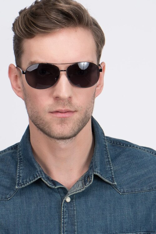 Santorini Black MetalSunglass Frames for Men from EyeBuyDirect