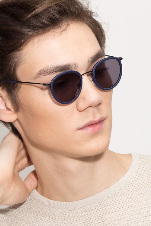 Siena Matte Navy Acetate-metalSunglass Frames for Men from EyeBuyDirect