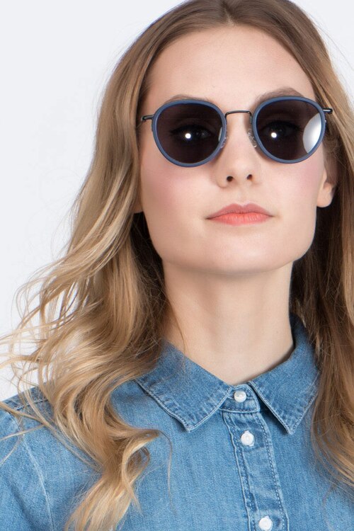 Siena Matte Navy Acetate-metalSunglass Frames for Women from EyeBuyDirect