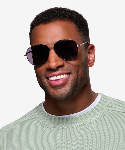 Camp Black Silver MetalSunglass Frames for Men from EyeBuyDirect