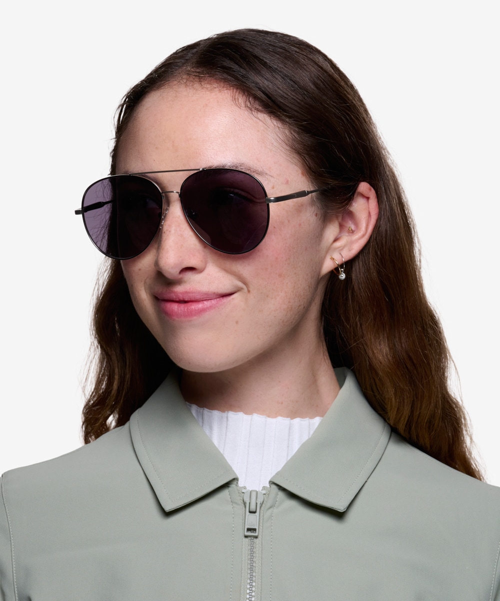 Camp Aviator Black Silver Frame Prescription Sunglasses