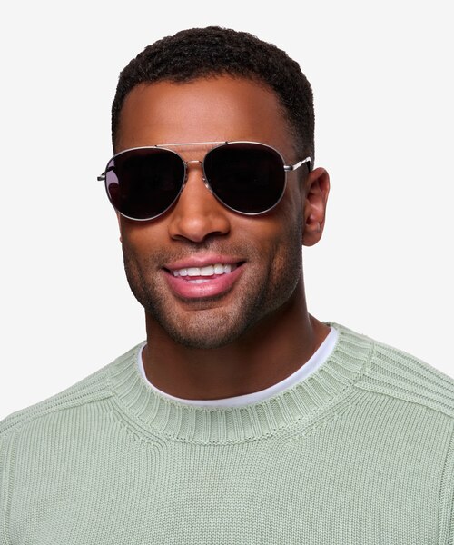 Camp Matte Silver MetalSunglass Frames for Men from EyeBuyDirect
