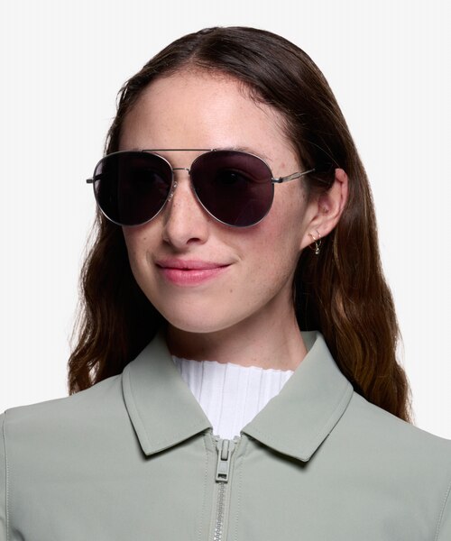 Camp Matte Silver MetalSunglass Frames for Women from EyeBuyDirect