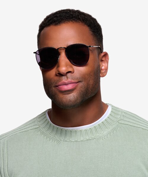Fume Noir MétalSoleil de Lunette de vue pour Hommes d'EyeBuyDirect