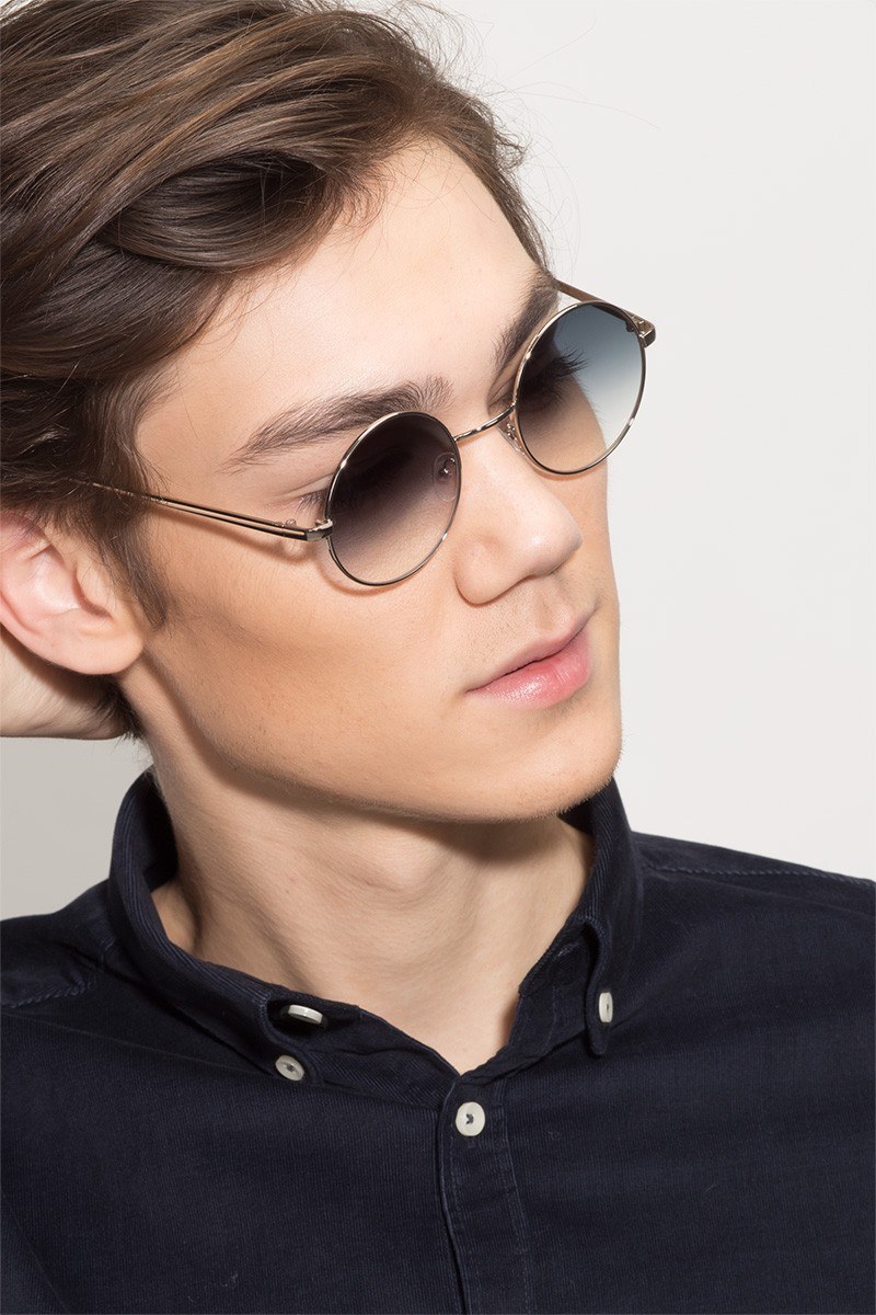 Guru - Round Silver Frame Prescription Sunglasses | Eyebuydirect