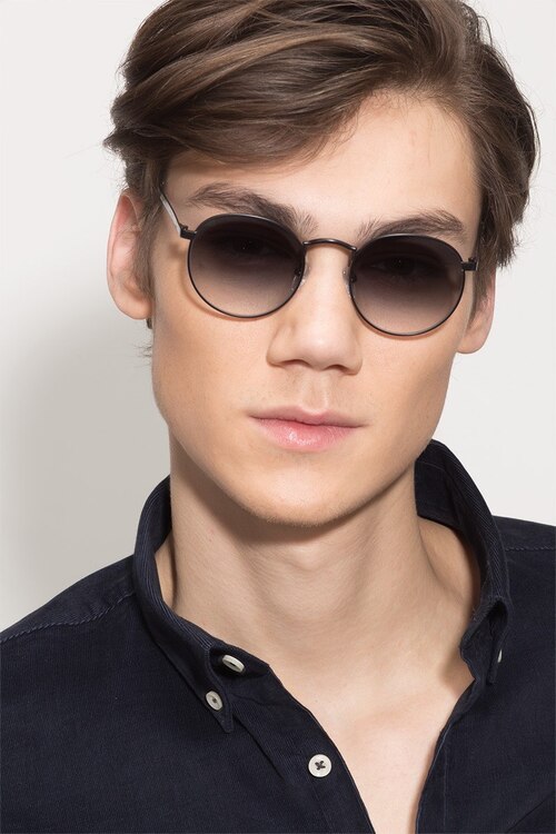 Rex Matte Black MetalSunglass Frames for Men from EyeBuyDirect